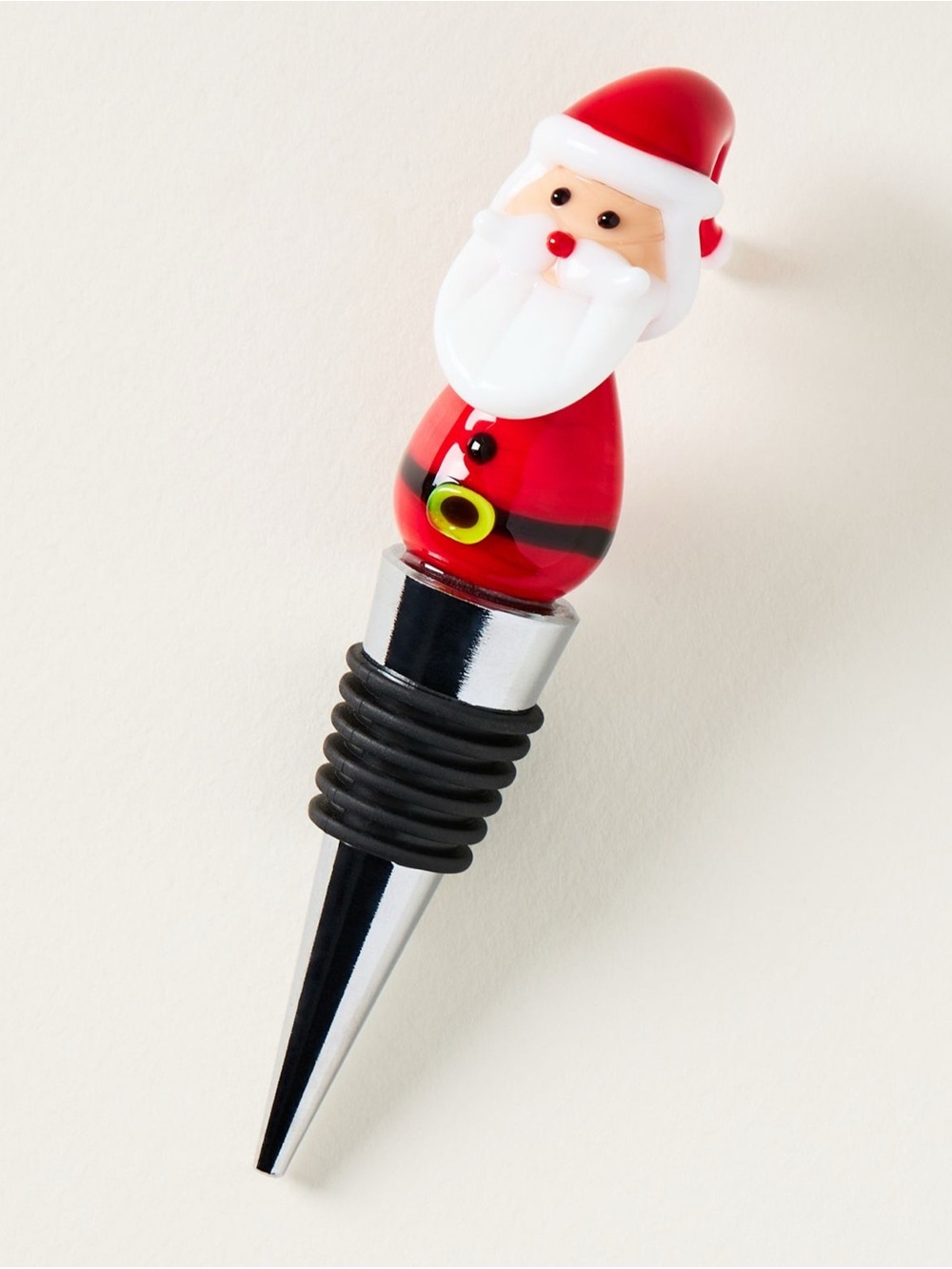 Anthropologie Glass Icon Santa Wine Stopper